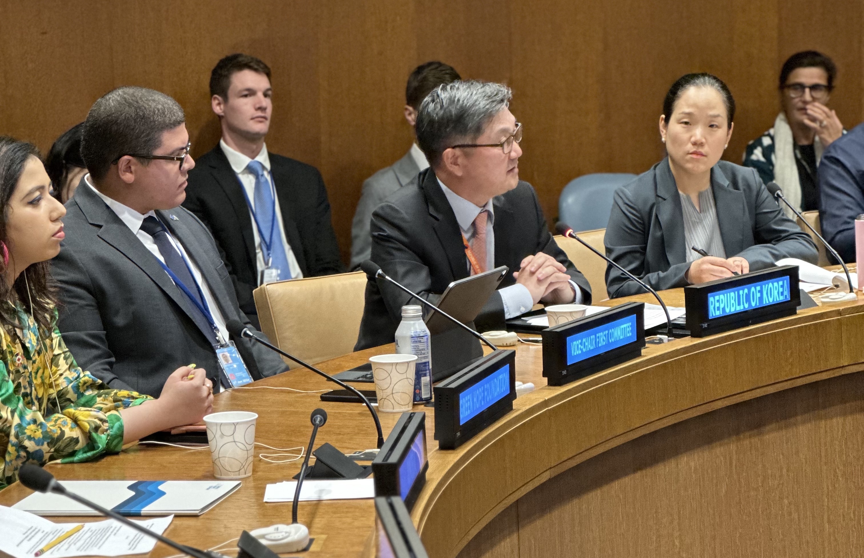 H.E. Mr. Sangjin KIM, Deputy Permanent Representative of the Republic of Korea to the United Nations, commends the innovation of young people in his opening remarks.