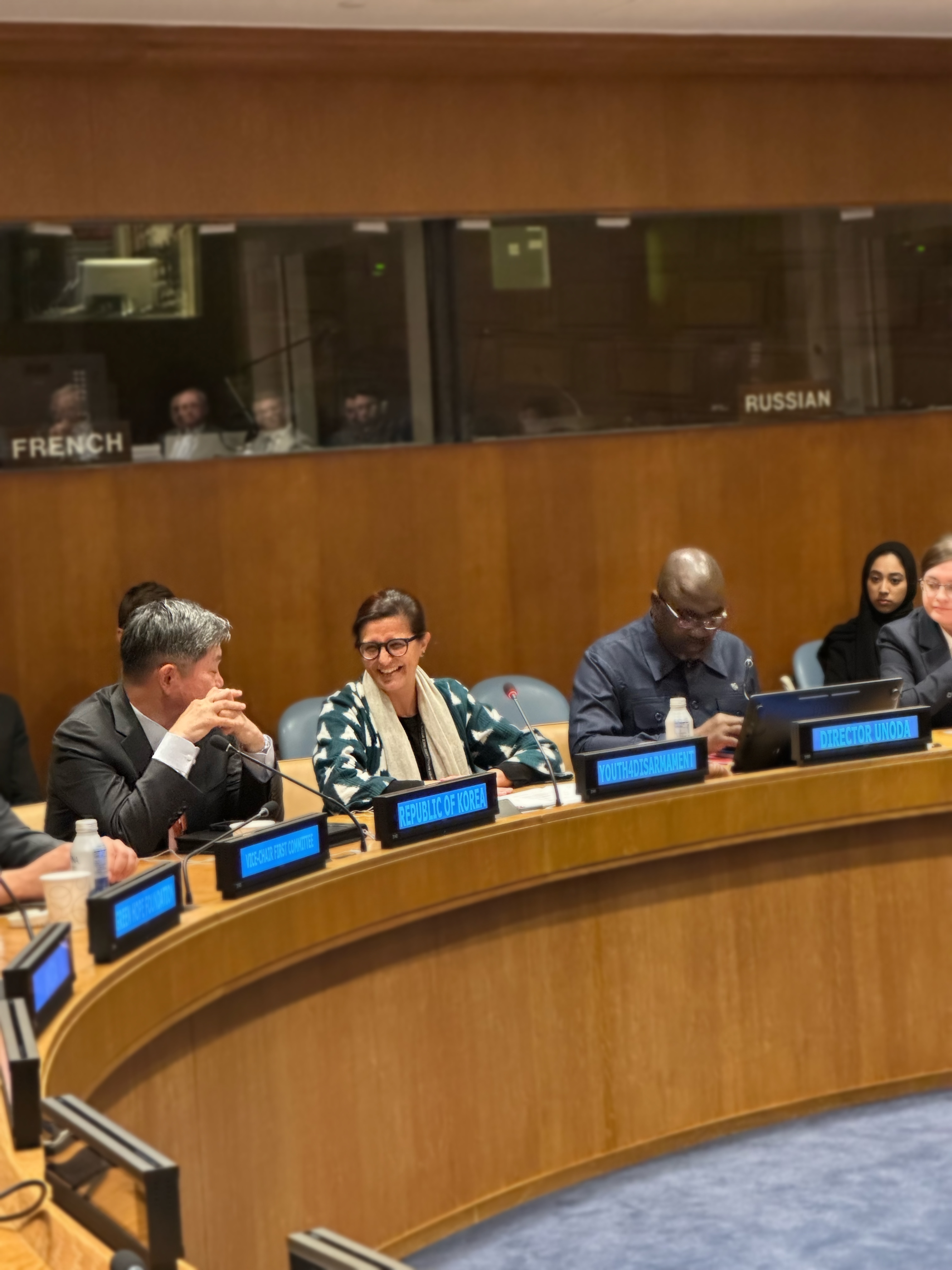 Panellists participate in a discussion on the role of young people to advance disarmament, non-proliferation, and arms control objectives. 