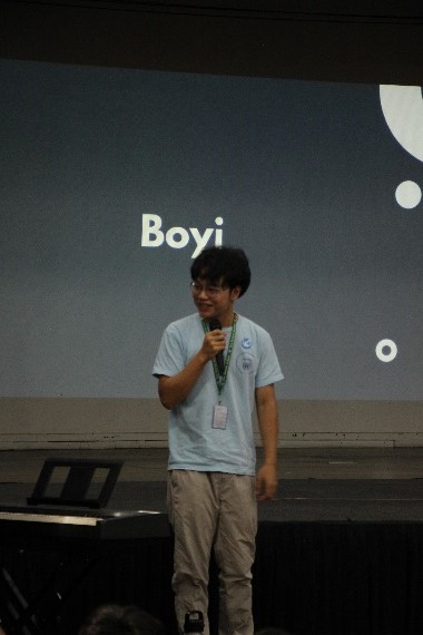 Boyi presenting with the British School in Kathmandu