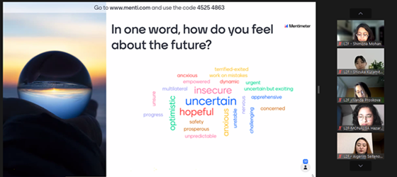 Participants share their thoughts on how they feel about the future. 