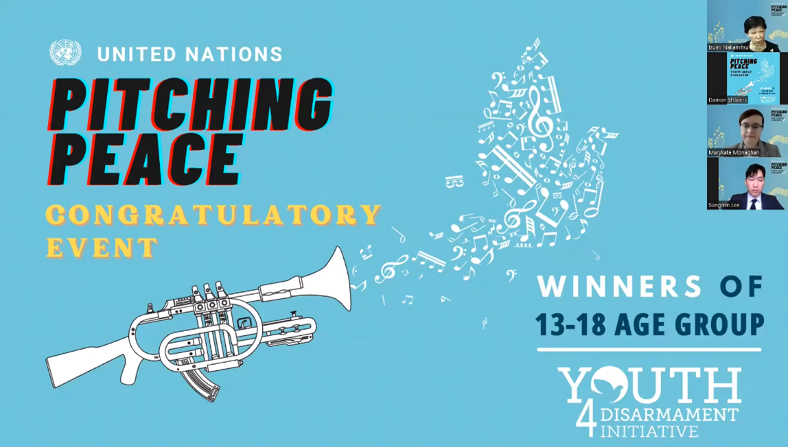The nine winners selected for the Pitching Peace Youth Music Challenge were announced at a special, congratulatory event on the margins of the discussions of the First Committee on 14 October 2022. 