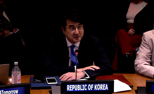 Mr. Sunghoon Kim, Counsellor, Permanent Mission of the Republic of Korea to United Nations, provided remarks to the side-event and noted the Republic of Korea’s commitment to facilitating space for youth to participate in disarmament efforts. 