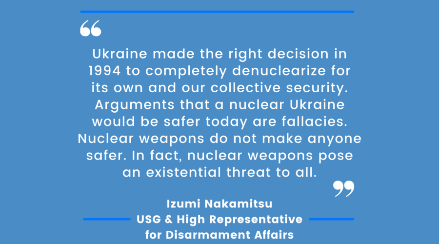 The High Representative for Disarmament Affairs, Ms. Izumi Nakamitsu, provided the following comments on her Twitter page.