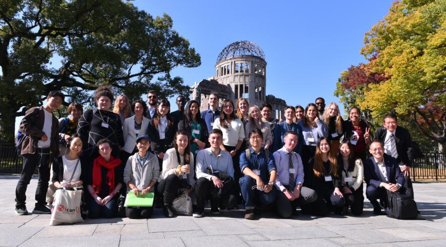 Participants of the 2022 Hiroshima-ICAN Academy in front of the Genbaku Dome.