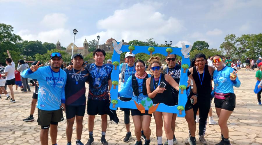 People celebrating at the finish line